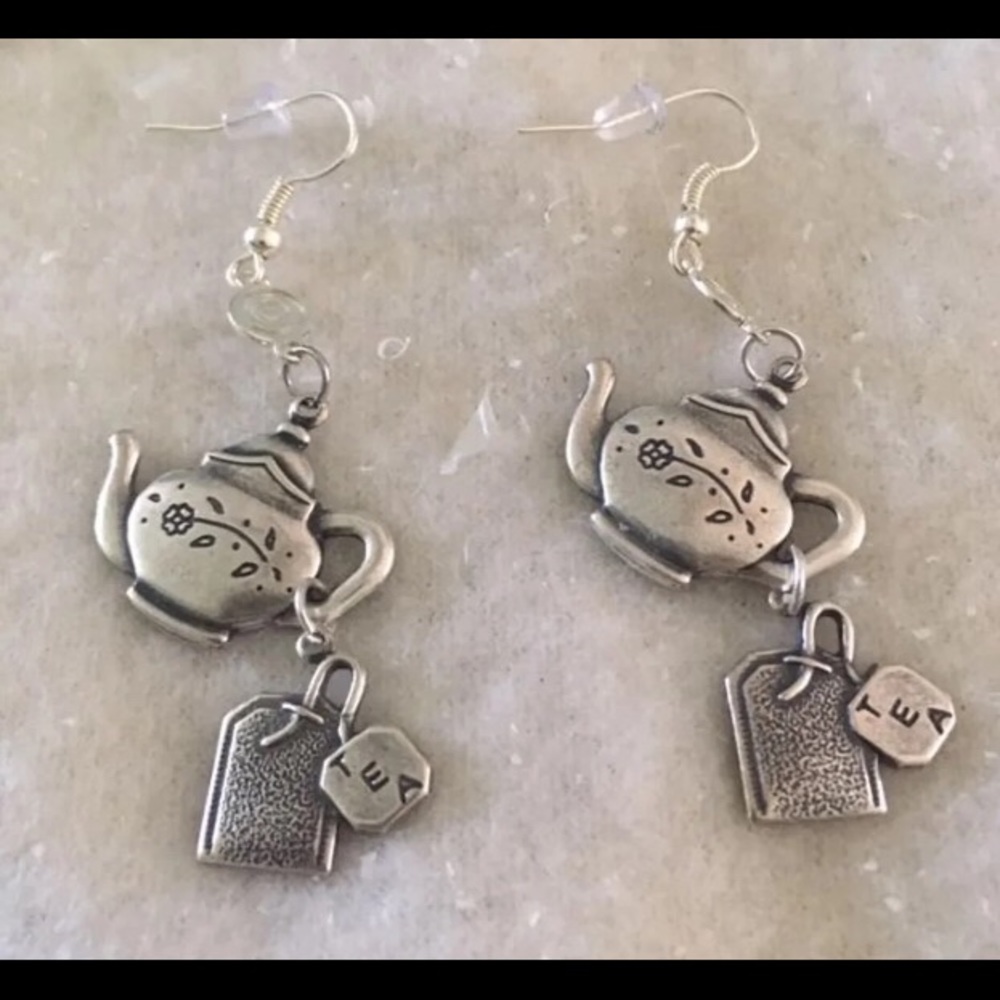 Silver tea earrings